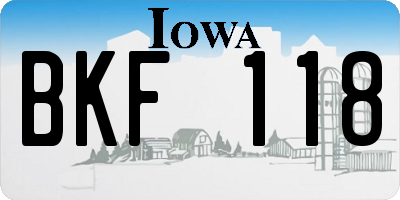 IA license plate BKF118