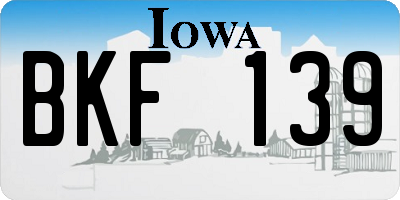 IA license plate BKF139