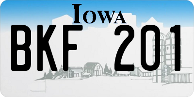 IA license plate BKF201