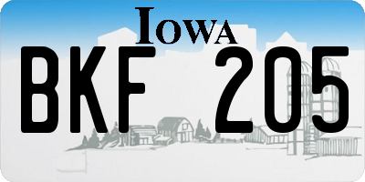IA license plate BKF205