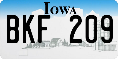 IA license plate BKF209