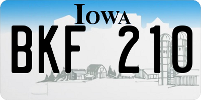 IA license plate BKF210