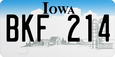 IA license plate BKF214