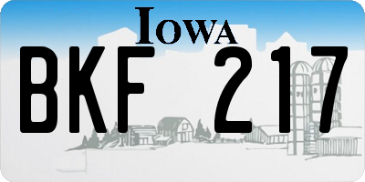 IA license plate BKF217