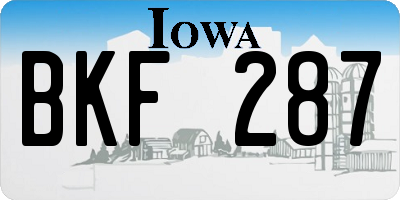 IA license plate BKF287