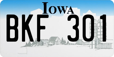 IA license plate BKF301