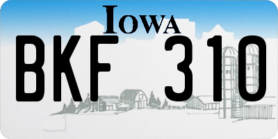 IA license plate BKF310