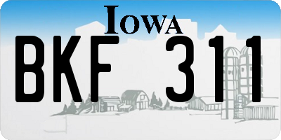 IA license plate BKF311