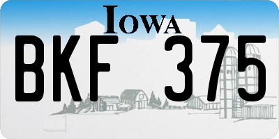 IA license plate BKF375