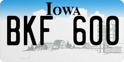 IA license plate BKF600