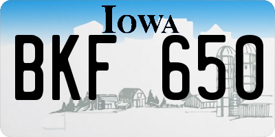 IA license plate BKF650