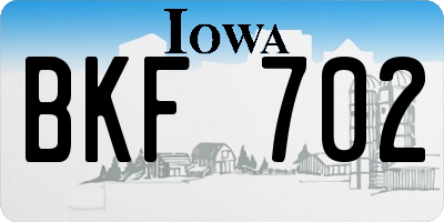 IA license plate BKF702