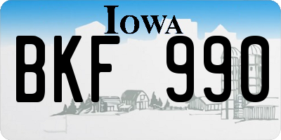 IA license plate BKF990