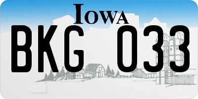 IA license plate BKG033