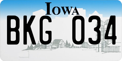 IA license plate BKG034