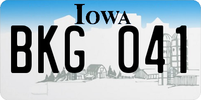 IA license plate BKG041