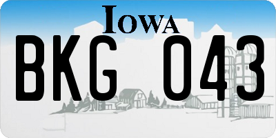 IA license plate BKG043