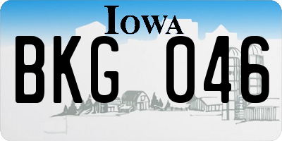 IA license plate BKG046