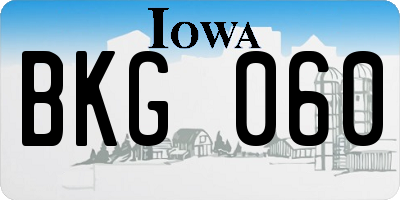 IA license plate BKG060