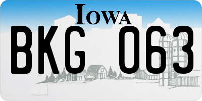 IA license plate BKG063