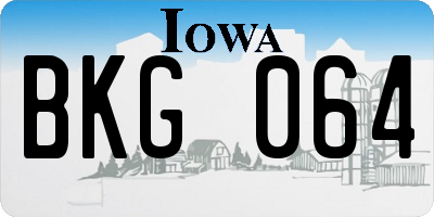 IA license plate BKG064