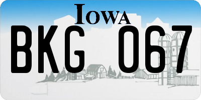 IA license plate BKG067