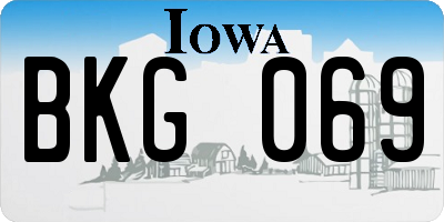 IA license plate BKG069