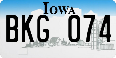 IA license plate BKG074