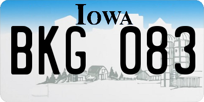 IA license plate BKG083