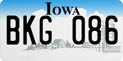 IA license plate BKG086