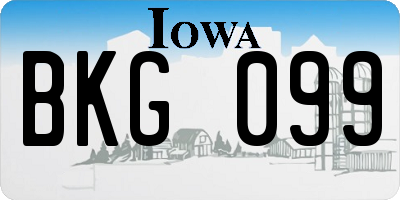 IA license plate BKG099