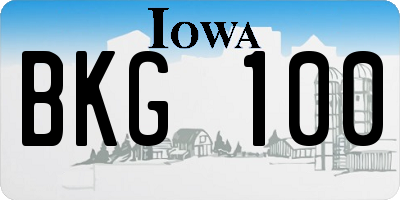 IA license plate BKG100