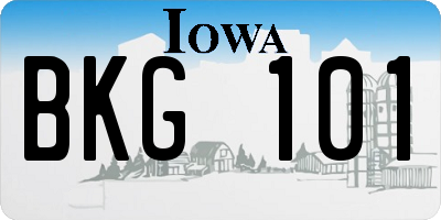 IA license plate BKG101