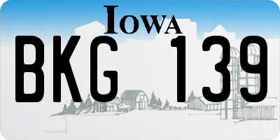 IA license plate BKG139