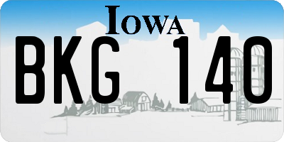 IA license plate BKG140