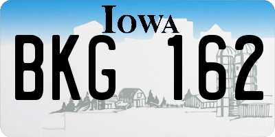 IA license plate BKG162