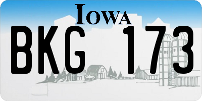 IA license plate BKG173