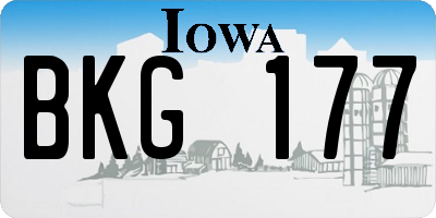 IA license plate BKG177