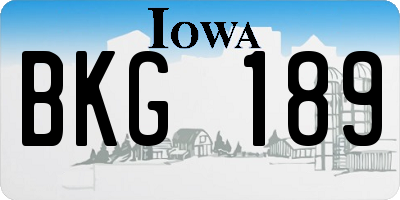 IA license plate BKG189