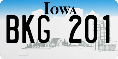 IA license plate BKG201