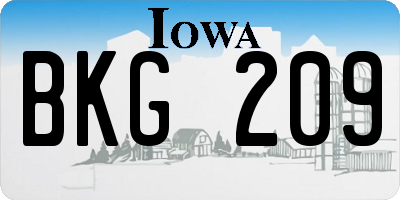 IA license plate BKG209
