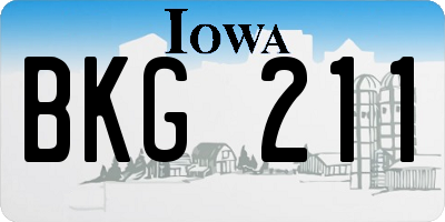 IA license plate BKG211