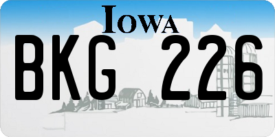 IA license plate BKG226