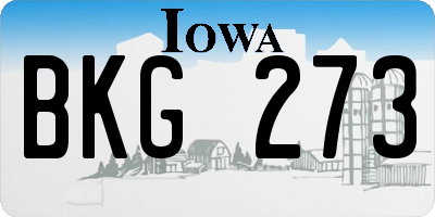 IA license plate BKG273