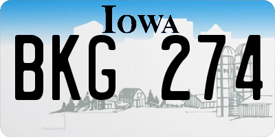 IA license plate BKG274