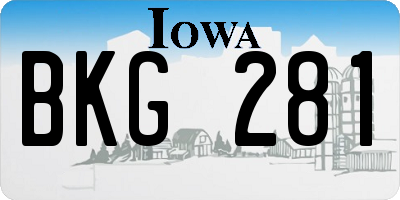 IA license plate BKG281