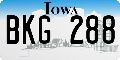 IA license plate BKG288