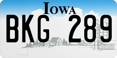 IA license plate BKG289