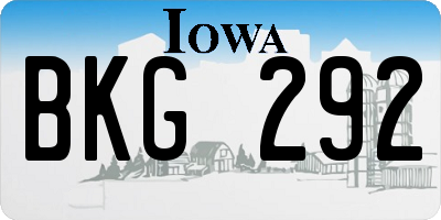IA license plate BKG292