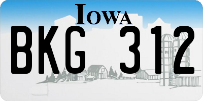 IA license plate BKG312